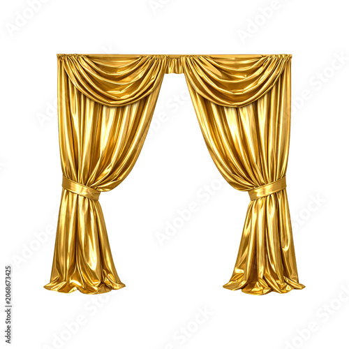 golden curtain isolated on white