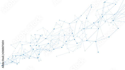 Abstract blue connected dots and lines network background with digital communication technology