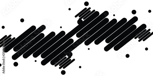 Tableau sur toile Abstract black ink stroke pattern with scattered dots.