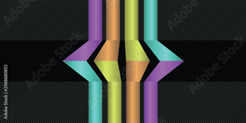 Fotografie Colorful Abstract Ribbon Star Shape Geometry.