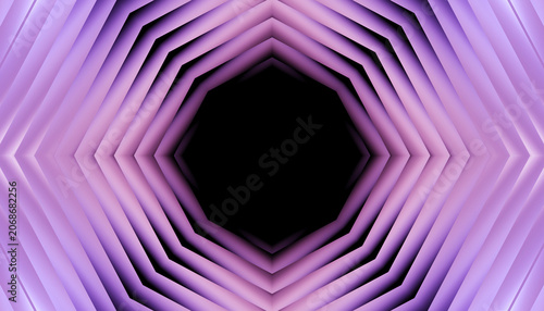 Abstract Purple Hexagon Tunnel Background with Glowing Geometric Shapes Futuristic Technology