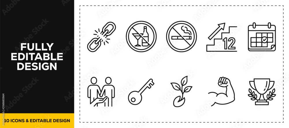 Foto flat vector illustration line art icon bundle set design featuring prohibition w