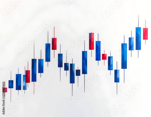 Candlestick Chart Illustrating Financial Market Trends and Volatility.