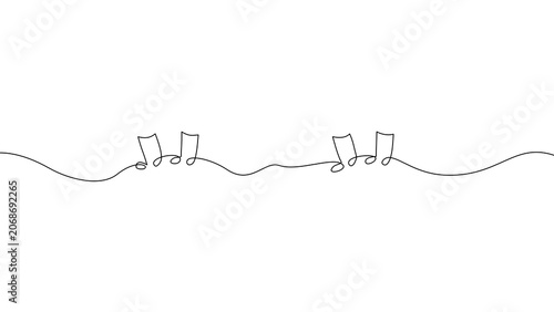 One Line Drawing Musical Notes 