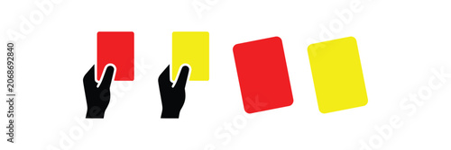 Schilderij op canvas Soccer Referee Red and Yellow Card Icons Set – Football Penalty Warning Cards Ve