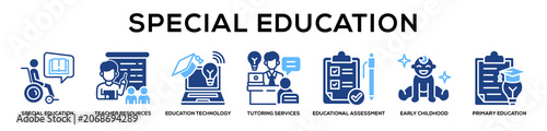 Glyphcolor - Special Education web banner icon vector illustration concept