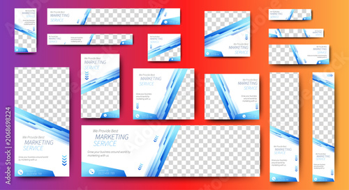 Editable Corporate Business web banner template. vector Web set banner template, vertical, horizontal, square with multisizes. suitable for website ads, cover page, social media post, flyer and more