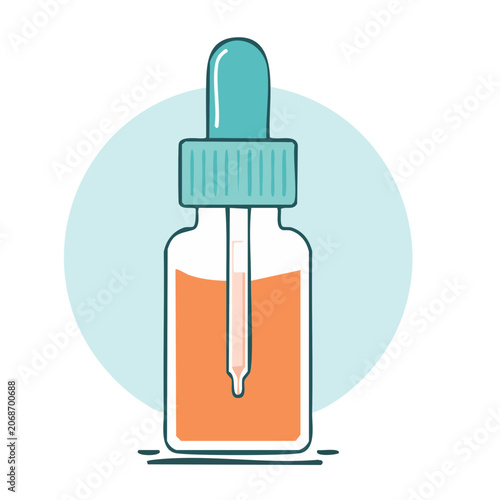 Flat design dropper bottle with orange liquid