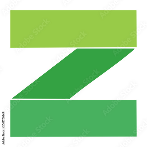 Green flat design letter Z icon