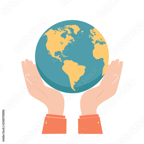 Hands holding the Earth globe illustration
