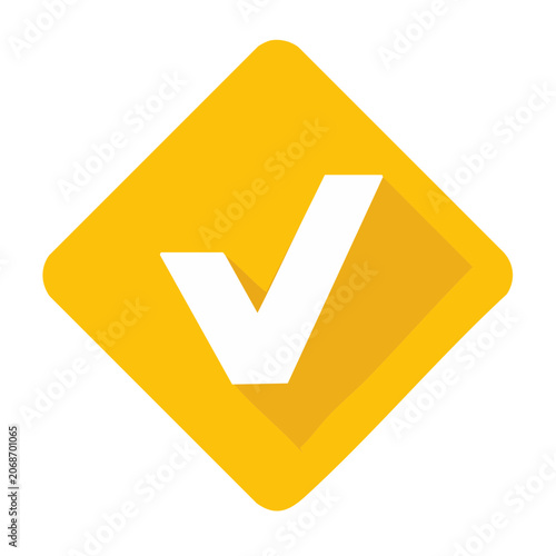 Yellow diamond checkmark icon on solid background