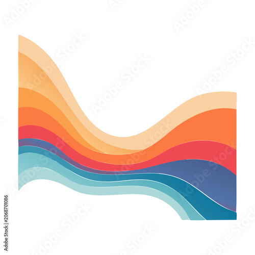 Abstract colorful wavy lines on white background