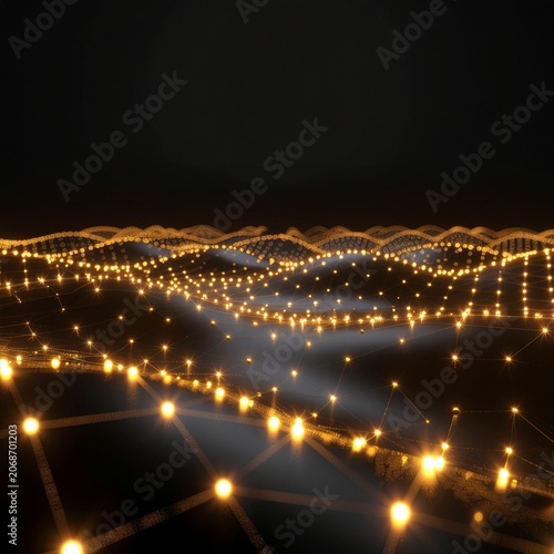 Glowing network connections in digital space.