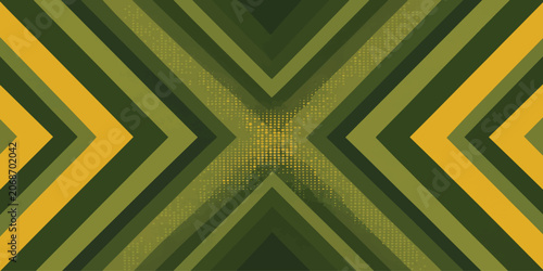 Symmetrical olive green and golden yellow geometric x pattern background with geometric abstract background diagonal symmetrical wallpaper backdrop minimalist composition presentation