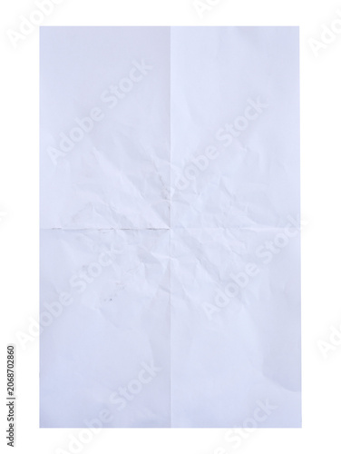 blank crumpled paper isolated on white