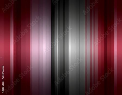 A vibrant abstract composition features vertical stripes in shades of red, pink, gray, and black, creating a dynamic and visually engaging pattern.