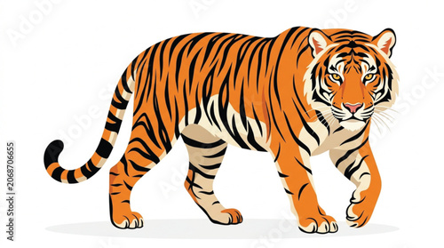 Photography tiger on white background