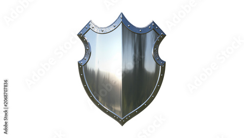 Obraz na płótnie Metal medieval shield with rivets and shiny surface