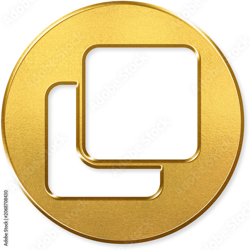 Quadro em tela Clone icon with gold metallic 3D coin badge for clone copy duplicate replicate m
