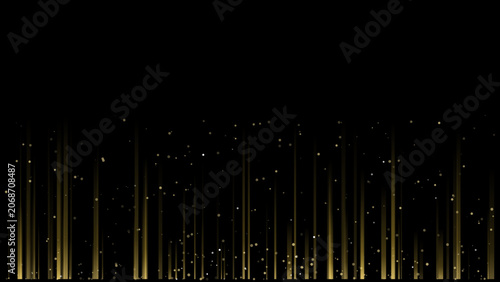 Abstract golden light rays with floating particles