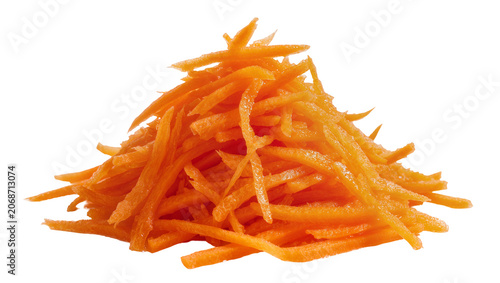Foto Shredded carrots pile raw orange vegetable strands