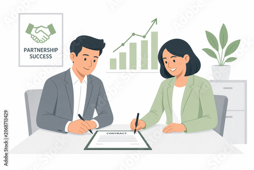 Konstfotografi Business Leaders Signing Agreement with Growth Chart