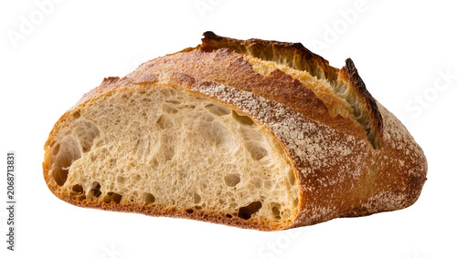 Fotografie Crusty artisan sourdough bread slice with airy crumb texture