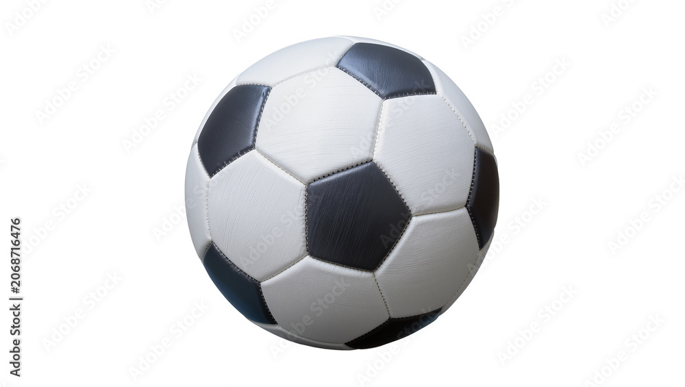 Naklejka premium Classic soccer ball with black and white pentagons and hexagons