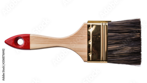 Canvastavla Paint brush with wooden handle and red end cap