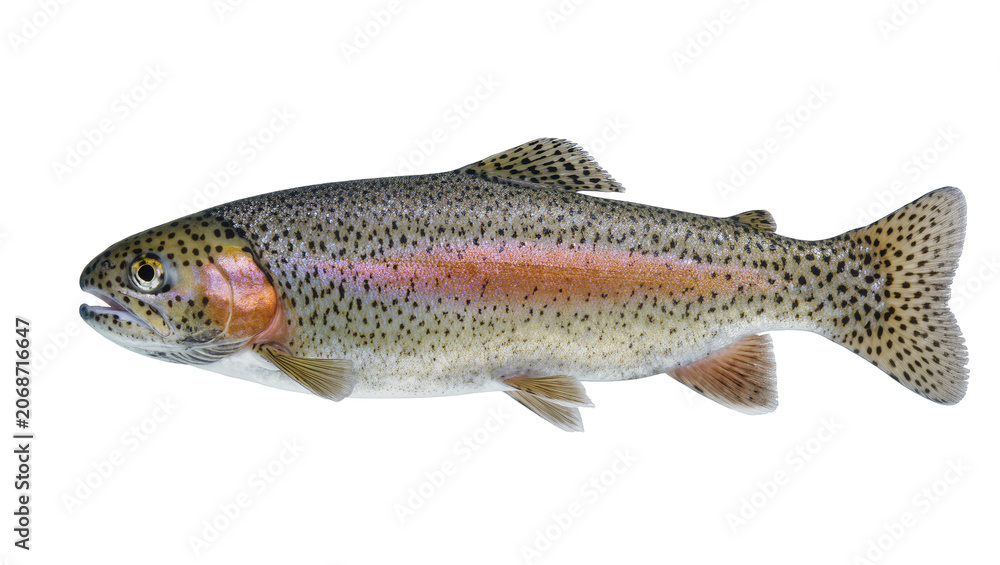 Obraz premium Rainbow trout fish with pink stripe and black spots