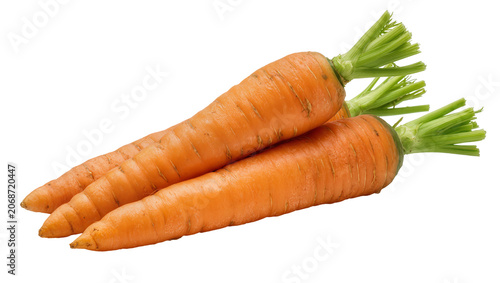 Foto Fresh orange carrots with green tops