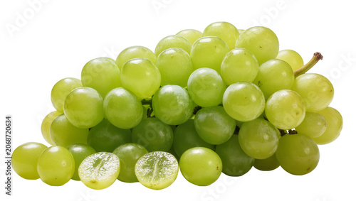 Fotografía Green seedless grapes cluster with two cut in half