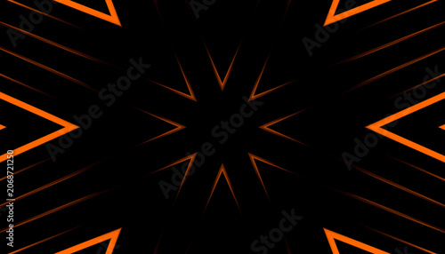 Orange Neon Starburst Abstract Background with Glowing Geometric Lines Dark Futuristic Technology Wallpaper