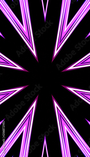 Neon Purple Starburst Abstract Background with Symmetrical Geometric Light Rays Futuristic Glow Pattern Design