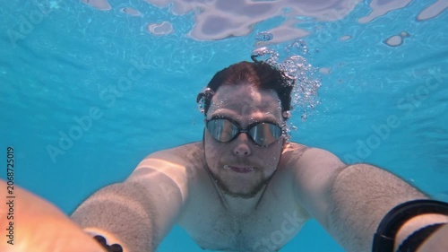 Underwater selfie of man in swimming pool
