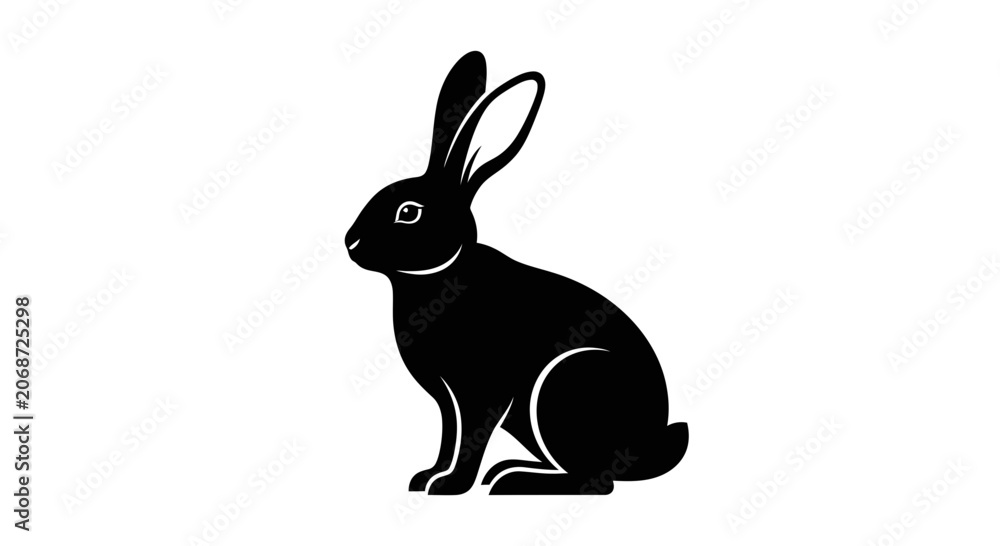 Fototapeta premium Minimalist Black Rabbit Silhouette Vector Graphic
