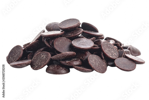 Bild auf Leinwand Heap of Gourmet Dark Chocolate Buttons