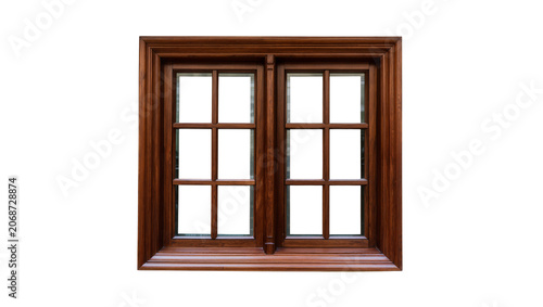 Cuadro en lienzo Double wooden window frame with mullions and transoms