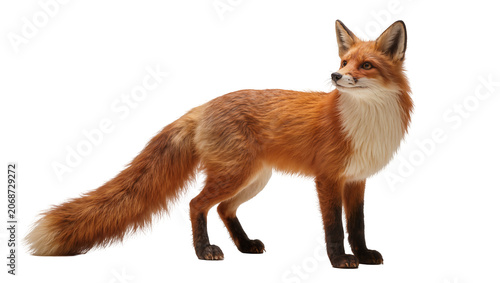 Obraz na plátne Red fox standing profile view with bushy tail