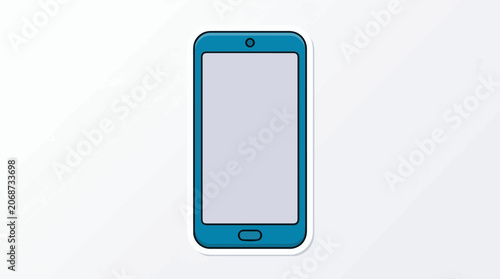 A blue smartphone with a blank white screen