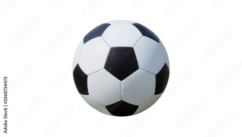 Naklejka premium Classic black and white soccer ball with pentagonal and hexagonal panels