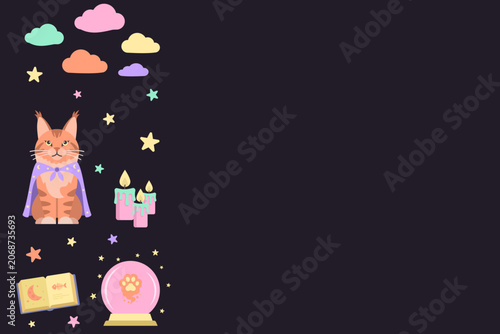 Quadro su tela Vertical Side Border Pastel Goth Halloween Vector