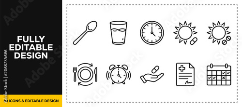 Obraz na plátně flat vector illustration line art icon bundle set design displaying time managem