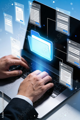 Digital Document Management System with Virtual File Organization, Cloud File Storage, Data Archive Workflow, Enterprise Information Management and Business Automation Technology