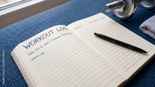 Open notebook with handwritten text reading 