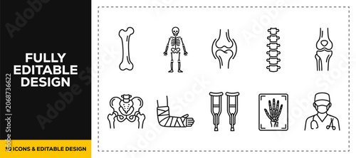 Tableau sur toile flat vector illustration line art icon bundle set design covering orthopedics bo