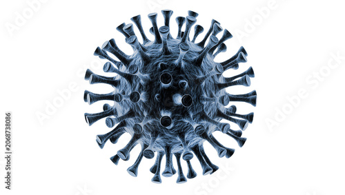 Foto 3D rendering of a virus particle with spikes