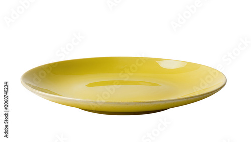 Obraz na płótnie Yellow ceramic plate with glossy finish