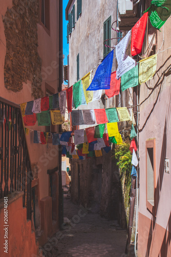 High angle view of the Tibetan alley in Capoliveri (Elba island, Tuscany, Italy).