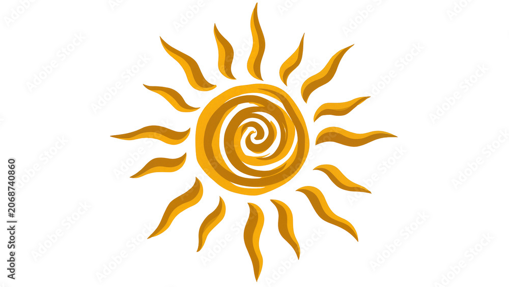 Fototapeta premium Stylized sun with swirling center and wavy rays